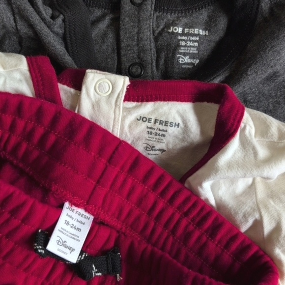 joe fresh x disney mickey mouse 3 piece bundle bodysuits & joggers 18-24 months - Picture 3 of 12